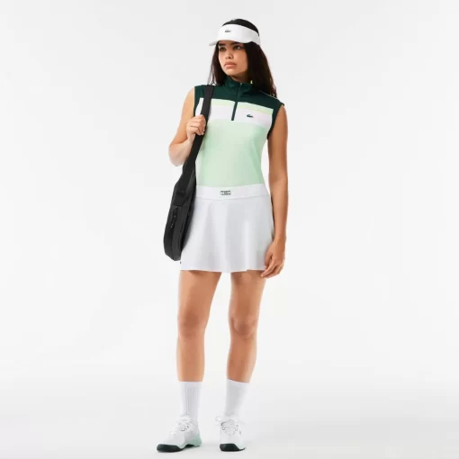 Lacoste Tennis>Tennis-Poloshirt Aus Ultra-Dry Kontrast-Ripstop-Pique Grun / Weis Pi5