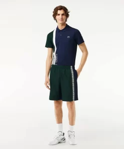 Lacoste Tennis>Tennis-Shorts Aus Recyceltem Gewebe Grun / Navy Blau / Weis 7Up