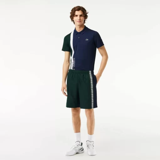 Lacoste Tennis>Tennis-Shorts Aus Recyceltem Gewebe Grun / Navy Blau / Weis 7Up