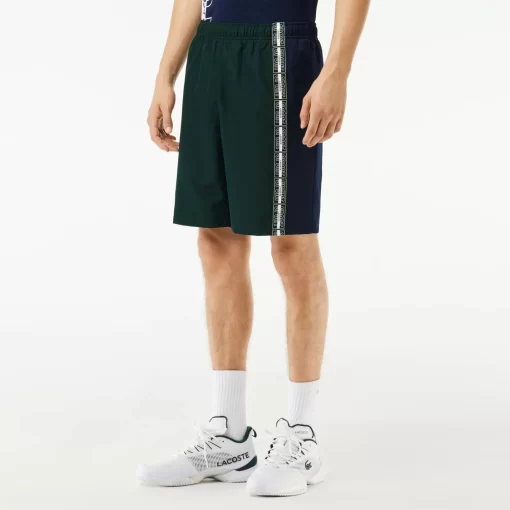 Lacoste Tennis>Tennis-Shorts Aus Recyceltem Gewebe Grun / Navy Blau / Weis 7Up