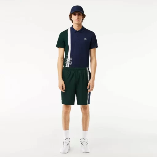 Lacoste Tennis>Tennis-Shorts Aus Recyceltem Gewebe Grun / Navy Blau / Weis 7Up