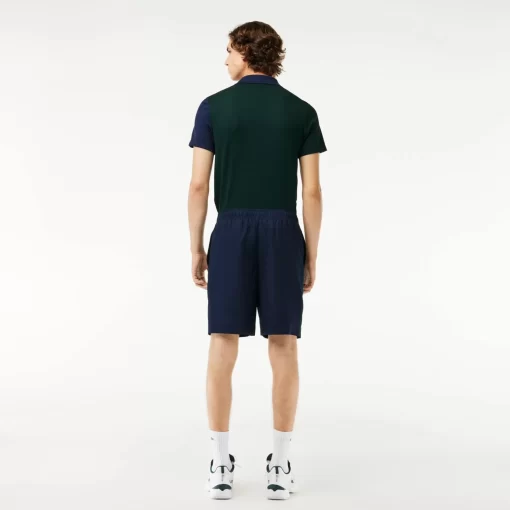 Lacoste Tennis>Tennis-Shorts Aus Recyceltem Gewebe Grun / Navy Blau / Weis 7Up