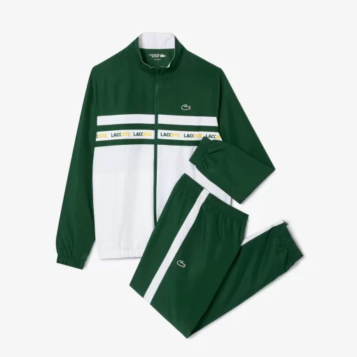 Lacoste Tennis>Tennis-Trainingsanzug Mit Logostreifen Grun / Weis 291