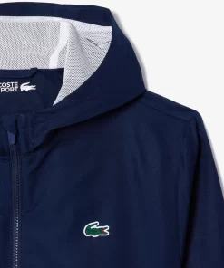 Lacoste Tennis>Tennis-Trainingsjacke Mit Logostreifen Navy Blau / Hellblau Wb3