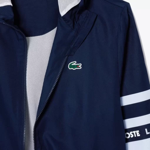 Lacoste Tennis>Tennis-Trainingsjacke Mit Logostreifen Navy Blau / Hellblau Wb3