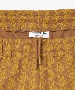 Lacoste Hosen & Shorts>Trainingshosen Aus Jacquard Mit Paris-Monogramm Braun / Gelb Qib