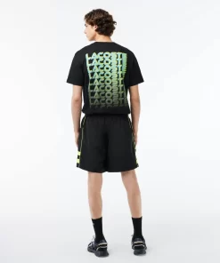 Lacoste Hosen & Shorts>Trainings-Shorts Aus Recycelten Fasern Mit Stickerei Schwarz / Neongelb 6Vt