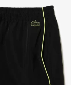 Lacoste Hosen & Shorts>Trainings-Shorts Aus Recycelten Fasern Mit Stickerei Schwarz / Neongelb 6Vt