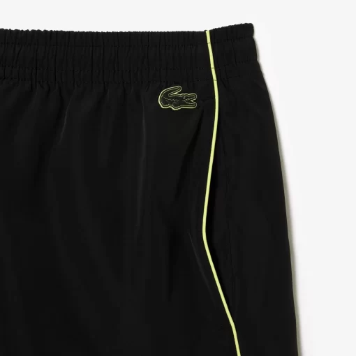 Lacoste Hosen & Shorts>Trainings-Shorts Aus Recycelten Fasern Mit Stickerei Schwarz / Neongelb 6Vt