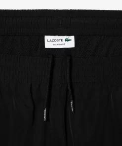 Lacoste Hosen & Shorts>Trainings-Shorts Aus Recycelten Fasern Mit Stickerei Schwarz / Neongelb 6Vt