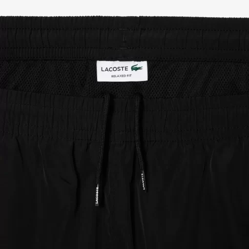 Lacoste Hosen & Shorts>Trainings-Shorts Aus Recycelten Fasern Mit Stickerei Schwarz / Neongelb 6Vt