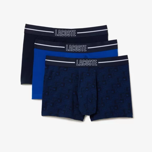 Lacoste Unterwäsche & Loungewear>Trunks Aus Baumwolljersey Mit Stretch Im 3Er-Pack Navy Blau / Blau Izq