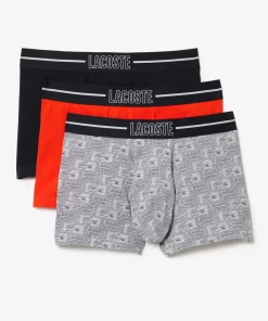 Lacoste Unterwäsche & Loungewear>Trunks Aus Baumwolljersey Mit Stretch Im 3Er-Pack Heidekraut Grau / Dunkelgrau / Orange Izp