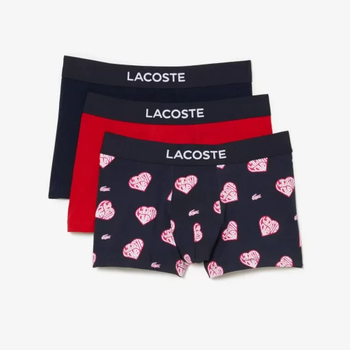 Lacoste Unterwäsche & Loungewear>Trunks Mit Kontrast-Logo Im 3Er-Pack Rot / Weis / Navy Blau 9Fq