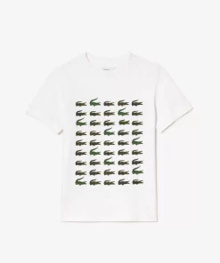 Lacoste Mädchenkleidung>T-Shirt Aus Baumwolle Mit Aufdruck Weis 001