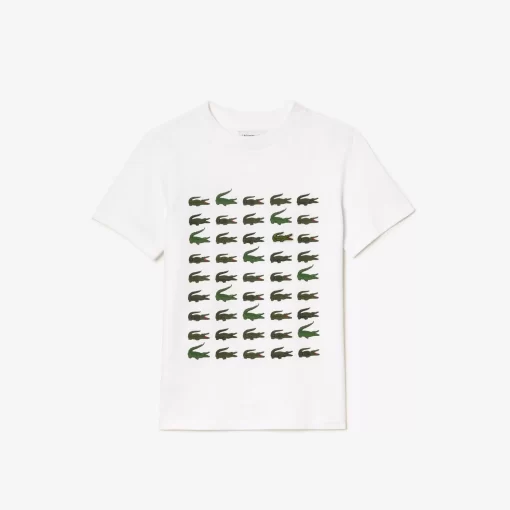 Lacoste Mädchenkleidung>T-Shirt Aus Baumwolle Mit Aufdruck Weis 001