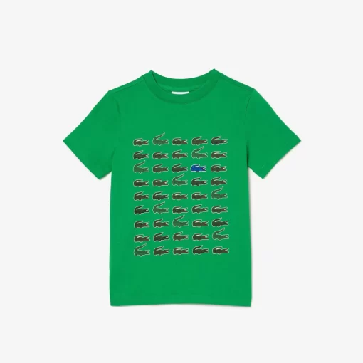 Lacoste Mädchenkleidung>T-Shirt Aus Baumwolle Mit Aufdruck Grun Siw