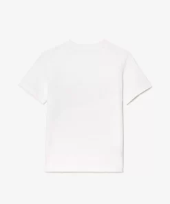 Lacoste Mädchenkleidung>T-Shirt Aus Baumwolle Mit Aufdruck Weis 001