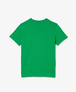 Lacoste Mädchenkleidung>T-Shirt Aus Baumwolle Mit Aufdruck Grun Siw