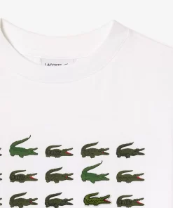 Lacoste Mädchenkleidung>T-Shirt Aus Baumwolle Mit Aufdruck Weis 001