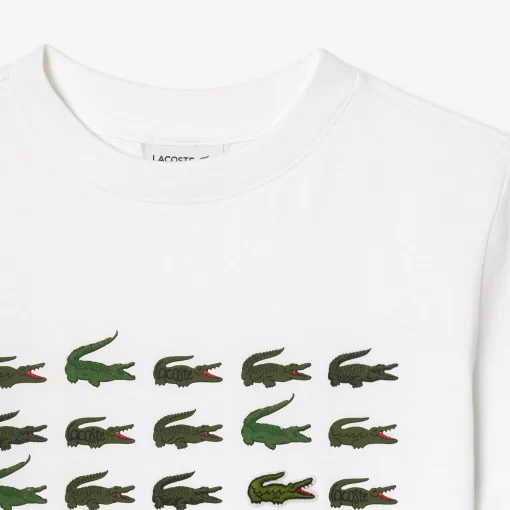 Lacoste Mädchenkleidung>T-Shirt Aus Baumwolle Mit Aufdruck Weis 001