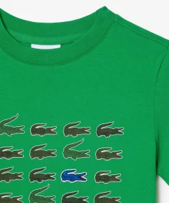 Lacoste Mädchenkleidung>T-Shirt Aus Baumwolle Mit Aufdruck Grun Siw