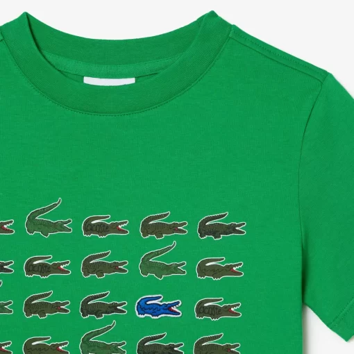 Lacoste Mädchenkleidung>T-Shirt Aus Baumwolle Mit Aufdruck Grun Siw