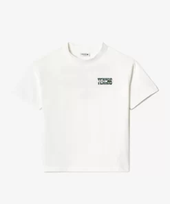 Lacoste Mädchenkleidung>T-Shirt Aus Baumwolle Mit Aufdruck Vorne Und Hinten Weis 70V