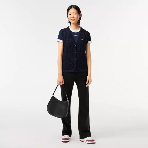 Lacoste T-Shirts>T-Shirt Aus Baumwolle Mit Tennis-Aufnaher Navy Blau / Weis Hhw