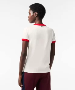 Lacoste T-Shirts>T-Shirt Aus Baumwolle Mit Tennis-Aufnaher Weis / Rot Xg4