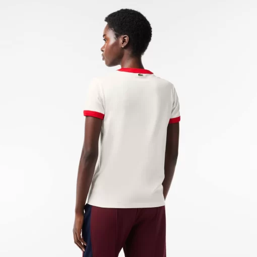 Lacoste T-Shirts>T-Shirt Aus Baumwolle Mit Tennis-Aufnaher Weis / Rot Xg4