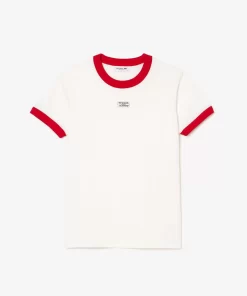 Lacoste T-Shirts>T-Shirt Aus Baumwolle Mit Tennis-Aufnaher Weis / Rot Xg4