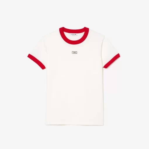 Lacoste T-Shirts>T-Shirt Aus Baumwolle Mit Tennis-Aufnaher Weis / Rot Xg4