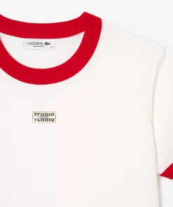 Lacoste T-Shirts>T-Shirt Aus Baumwolle Mit Tennis-Aufnaher Weis / Rot Xg4