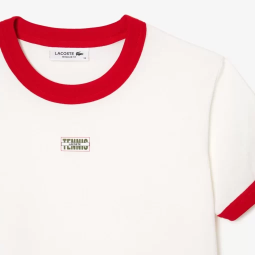 Lacoste T-Shirts>T-Shirt Aus Baumwolle Mit Tennis-Aufnaher Weis / Rot Xg4