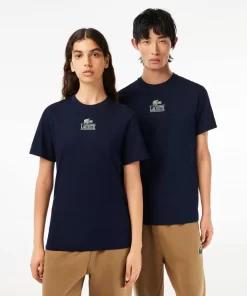 Lacoste T-Shirts>T-Shirt Aus Baumwolljersey Mit Logo Navy Blau 166