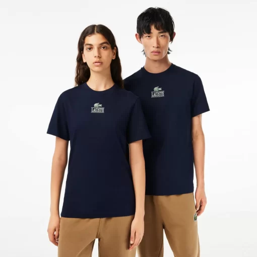 Lacoste T-Shirts>T-Shirt Aus Baumwolljersey Mit Logo Navy Blau 166