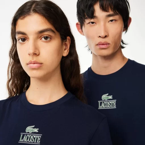 Lacoste T-Shirts>T-Shirt Aus Baumwolljersey Mit Logo Navy Blau 166