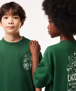 Lacoste Mädchenkleidung>T-Shirt Aus Baumwolljersey Mit Logo Dunkelgrun Smi