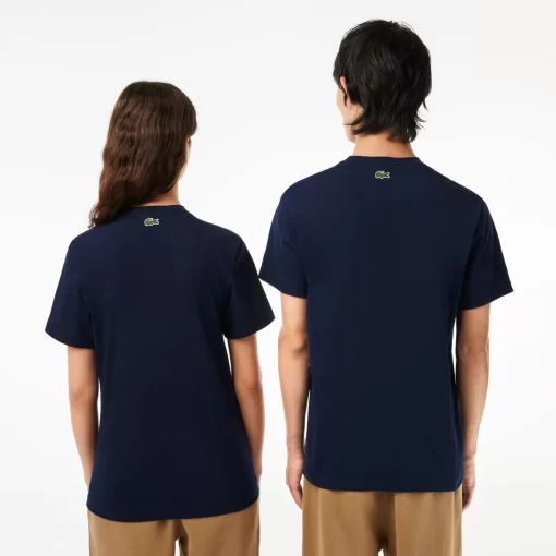 Lacoste T-Shirts>T-Shirt Aus Baumwolljersey Mit Logo Navy Blau 166