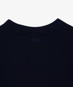 Lacoste Mädchenkleidung>T-Shirt Aus Baumwolljersey Mit Planet-Aufdruck Navy Blau 166