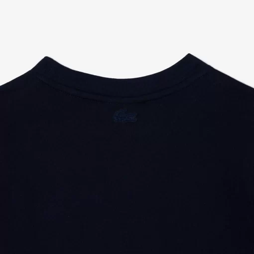 Lacoste Mädchenkleidung>T-Shirt Aus Baumwolljersey Mit Planet-Aufdruck Navy Blau 166