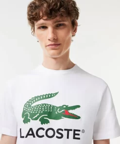 Lacoste T-Shirts>T-Shirt Aus Baumwoll-Jersey Mit Signatur-Aufdruck Weis 001