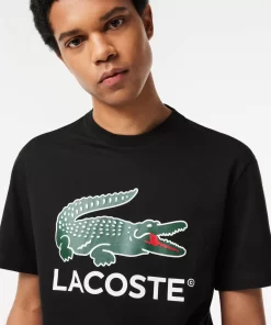 Lacoste T-Shirts>T-Shirt Aus Baumwoll-Jersey Mit Signatur-Aufdruck Schwarz 031