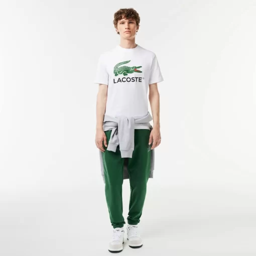 Lacoste T-Shirts>T-Shirt Aus Baumwoll-Jersey Mit Signatur-Aufdruck Weis 001