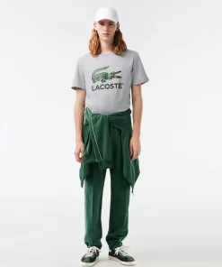 Lacoste T-Shirts>T-Shirt Aus Baumwoll-Jersey Mit Signatur-Aufdruck Heidekraut Grau Cca