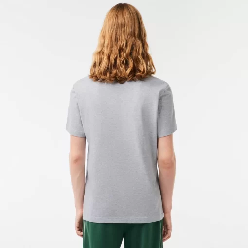 Lacoste T-Shirts>T-Shirt Aus Baumwoll-Jersey Mit Signatur-Aufdruck Heidekraut Grau Cca