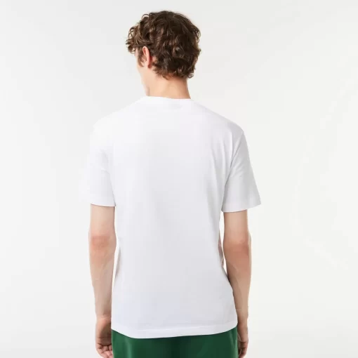 Lacoste T-Shirts>T-Shirt Aus Baumwoll-Jersey Mit Signatur-Aufdruck Weis 001