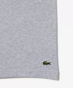 Lacoste T-Shirts>T-Shirt Aus Baumwoll-Jersey Mit Signatur-Aufdruck Heidekraut Grau Cca