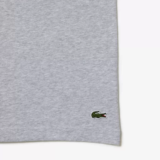 Lacoste T-Shirts>T-Shirt Aus Baumwoll-Jersey Mit Signatur-Aufdruck Heidekraut Grau Cca